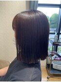 切りっぱなしボブ　×  スタイルに合わせた縮毛矯正