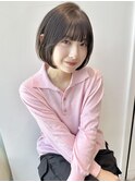 【馬場】大人黒髪前下がり小顔ミニボブ前髪ありナチュラル