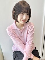 【馬場】大人黒髪前下がり小顔ミニボブ前髪ありナチュラル