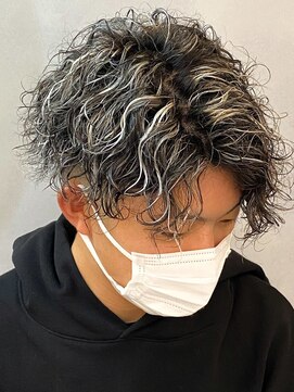 エルマーク(L-MARK) ハイライトセンターパートメッシュダブルカラーブロック