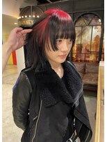 ノラギンザユー(NORA GINZA/U)&nbsp;ルーツカラーデザインカラーボブ顔まわりカットブリーチカラー赤