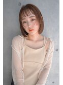 #切りっぱなしボブ美髪ピンクブラウンベリーショート
