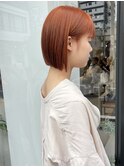 ブリーチなしダブルカラーで作るオレンジミニボブ/落合