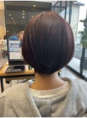 ショートボブ襟足スッキリ大人キレイ赤味ブラウン20代30代