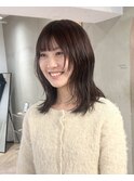 黒髪/ボブルフ/ネビージュ/小顔/ワンレン/栄/髪質改善/前髪