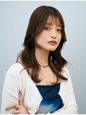 シースルーバング顔周りレイヤーカット愛されフェミニンロング
