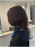 ホワイトグレージュミニウルフデジタルパーマチェリーブラウン
