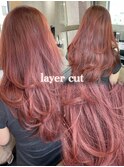 レイヤーカット/ワンカールレイヤー/暖色カラー#浜松駅#カラー