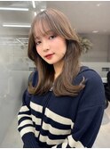 大人ガーリーダークアッシュ20代30代40代ミディアムレイヤー