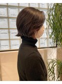 ニュアンスボブ外ハネボブ/伸ばしかけショート/流し前髪センター