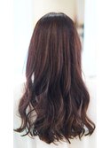 オレンジブラウンのハイライトなロングスタイル