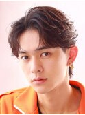 フェザーパーマセンターパートニュアンスパーマ韓国マッシュ黒髪