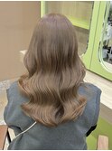 ブリーチなしカラー/髪質改善/ミルクティーベージュ/小顔ヘア