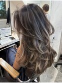 ハイライト/黒髪カタログ/クラゲヘアー/オリーブグレー