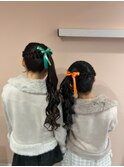 編みカチュサイドテール