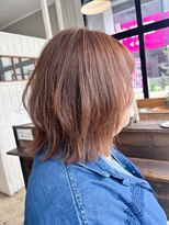 ヘアーループレル(Hair ruup Rell design works)&nbsp;那覇安里｜外ハネレイヤー×透明感ピンクブラウン