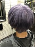 色落ちがホワイトヘアーになるパープルカラー