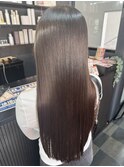 大人可愛い透明感立体感グレージュ×エアストレート