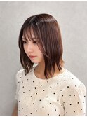 艶感ブラウン×切りっぱなしボブ