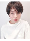 【エッジショートデザインカラー丸みショート無造作カール】