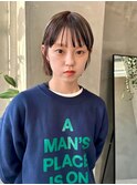 パッツンボブ ハイライト ブラウンカラー