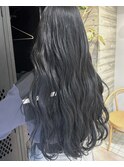 ブルーブラックネイビーブルー黒髪ロング髪質改善艶髪美髪