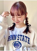 ピンクカラー/ピンクブラウン/ヘアアレンジ/学割U24/渋谷
