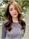 セミロング30代40代ストレートレイヤー前髪なし前髪あり表参道