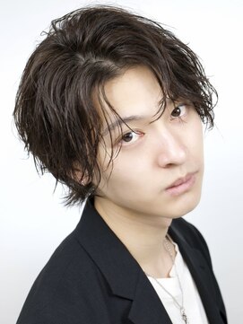 エイド 渋谷(aid) 無造作束感コンマバングメンズウルフショートアップバング