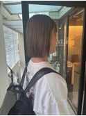 切りっぱなしボブ　グレージュ