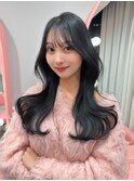 韓国ヘア/くびれヘア/前髪あり/顔まわりカット/地毛風カラー