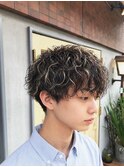 メンズカット×スパイラルパーマ×ブリーチメッシュ