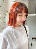 オレンジカラー 個性的 デザインカラー ボブ