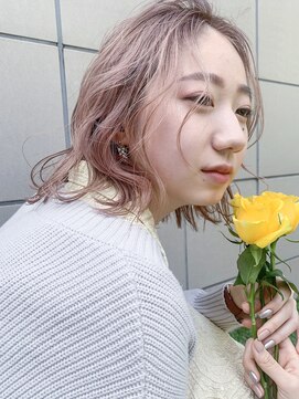 アイティーバイアルバム 八王子店(IT by ALBUM) ゆるカールヘア_マロンベージュAラインボブかきあげロング_38376