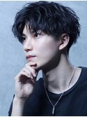 刈上げ前下がりセンターパート スパイラルパーマ