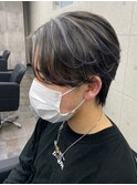 ハイライト風 ホワイトブルーメッシュ