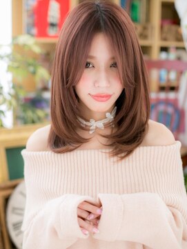 カバーヘア ブリス 上尾西口店(COVER HAIR bliss) 大人可愛いセンターパート小顔ピンクブラウンc5上尾20代30代40代