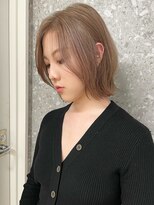 サンク 原宿 表参道(cinq)&nbsp;ハイトーンカラー外国人風ボブ切りっぱなし外ハネナチュラルボブ