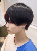 ラウンドマッシュナチュラルヘアメンズカット韓国シースルー
