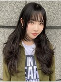 姫カットハイレイヤーロングヘアハッシュカット前髪黒髪