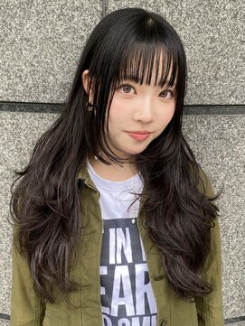 ピークアブー 原宿ハラカド(PEEK-A-BOO) 姫カットハイレイヤーロングヘアハッシュカット前髪黒髪