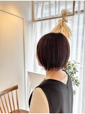 切りっぱなしボブ×ピンクブラウン