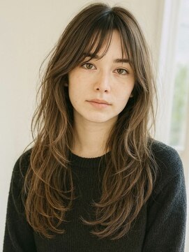 ノラキチジョウジ(NORA KICHIJOJI) 顔周りレイヤーカットシースルーバング耳かけくびれミディアム