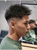 MEN'S/束感アップバングショート×スキンフェード/短髪フェード