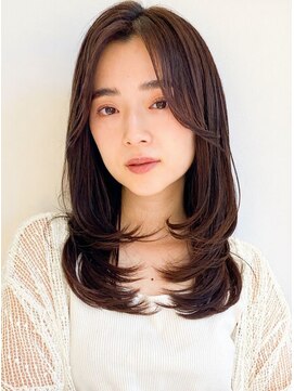 ビビ バイ マグ 岡谷店(bivi by Mag) 顔周りレイヤーセミロングの透明感ブラウン