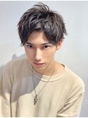 men'shairマッシュウルフサイドグラデーションシルバーカラー