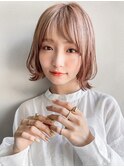 こなれミディネビージュ小顔カットくびれヘア薄めバング美髪