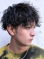 メンズフィール 南森町(MENS FEEL)&nbsp;無造作スパイラルマッシュ黒髪ツーブロックショート波巻き