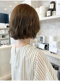 福山市美容室Caary人気 ナチュラルボブパーマ・ベージュカラー