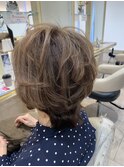 60代　白髪ぼかし　ハイライト　ハイトーン　白髪染め　レイヤー